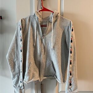 Ivory Ella Light Gray Zip-Up Hoodie